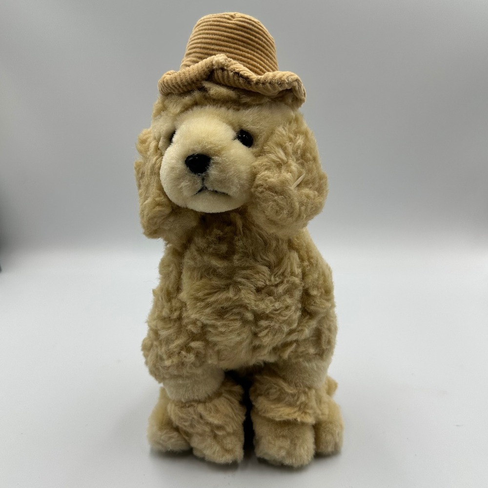 Vintage 1981 Russ Berrie Jacques Poodle Plush Tan Dog with Corduroy Hat 1931
